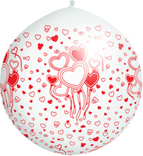Red Hearts - Vit JUMBO Ballong 1 meter