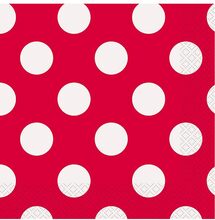 16 st Röda Servetter med Vita Polka Dots 33x33 cm