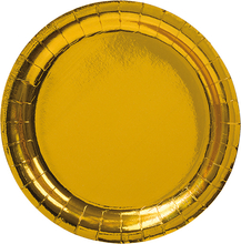 8 stk Metalliskt Guldfärgade Papptallrikar 23 cm