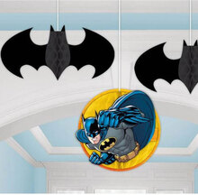 3 stk Hängande Honeycomb-Dekorationer - Batman