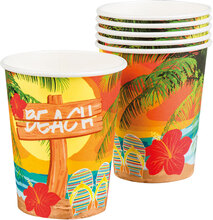 6 stk Pappmuggar 250 ml - Hawaii Beach