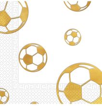 15 stk Servetter 33x33 cm - Guldfärgad Fotboll