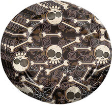 8 stk Skull and Bones Papptallrikar 23 cm