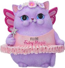 Fairy Magic - Söt Lila Kattfigur med Vingar och Trollstav 9 cm