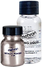 Metallic Powder with Mixing Liquid - 30ml/5gr Mehron Silver Metallic Pulver och Blandningsvätska