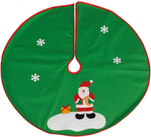 Grön Julgransmatta med Tomtemotiv och Röd Kant 90 cm