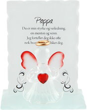 Glasplakett med Änglafigur - Til Pappa (OBS! Norsk Text)