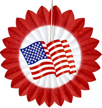 USA Pappersfläkt med Röd Kant 50 cm