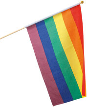 Regnbågsfärgad Flagga på Pinne 42x30 cm