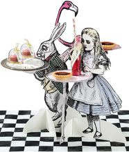 White Rabbit & Alice Kakstativ / Bordsdekoration 41 cm - Vintage Alice