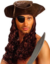 Lyxig piratperuk och hatt - brun