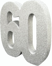Silverfärgad Glittrande 60 År Bordsdekoration 20 cm