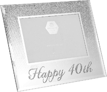 Happy 40th - Silverfärgad Bildram med Glitter 21x17 cm