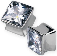 Fyrkantig Piercing Plugg med Klar Diamant