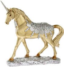 Guldfärgad Enhörning Figur med Silverfärgade Detaljer 21 cm