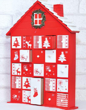 Husformad Julkalender i Trä 40x28 cm
