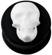 Smiling White Skull - Svart Piercing Plugg