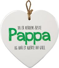 Världens Bästa Pappa - Porslinshjärta med Norsk Text 15 cm
