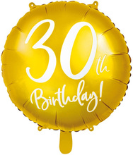 30th Birthday - Rund Guldfärgad Folieballong 45 cm