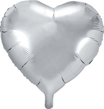 Stor Hjärtformad Silverfärgad Folieballong 61 cm
