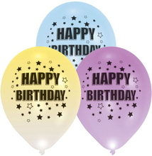 4 stk 27 cm Happy Birthday LED Ballonger