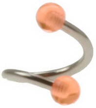 Curve Ögonbrynspiercing med Orange Kulor - 1.2 x 8 mm