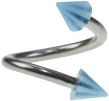 Curve Ögonbrynspiercing med Vita och Blå Spikes - 1.2 x 8 mm