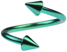 Curve Grön Ögonbrynspiercing med Spike Kulor - 1.2 x 10 mm