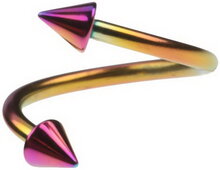 Curve Flerfärgad Ögonbrynspiercing med Spike Kulor - 1.2 x 10 mm