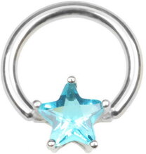 BCR Piercing med Stjärnformad Ljus Blå Sten