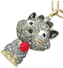 Sassy Sparkle Kitty - Guldfärgat Smycke med Grå Glittrande Stenar
