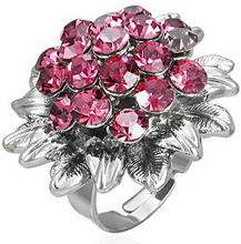 Hot Pink Bouquet - Oxiderat Silverfärgad Ring