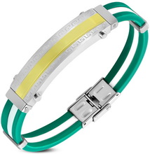 Golden Stripe - Grönt och Vitt Armband
