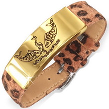 Leopardmönstrat Armband med Guldfärgat Smycke