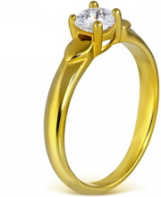 Passion - Guldfärgad Ring i Kirurgisk Stål med CZ Sten