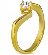 Perfect Moment - Guldfärgad Ring i Kirurgisk Stål med CZ Sten