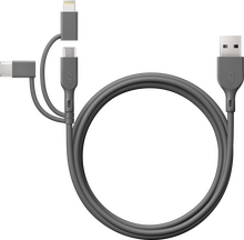 GP Batterier GP Batterier GP Essential Cable 3-in-1 USB-A To MicroUSB +USB-C + Lightning 1m Grey Electronic accessories OneSize