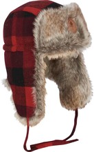 Pinewood Pinewood Classic Checked Fur Hat Red/Black Mössor XL/XXL