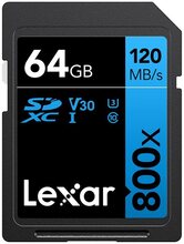64GB Professional Lexar 800x SDXC UHS-I C10 U3 (V30) R120, Lexar