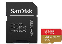 SanDisk MicroSDXC Extreme 256GB Adapter 190MB/s A2 C10 V30, SanDisk