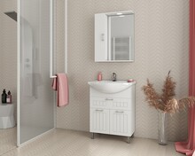 Badrumsmöbler Ritmo 65 - Vitt med spegelskåp