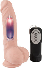 Medical Silicone Pulsating Dildo, realistisk pulserande löspenis med sugpropp