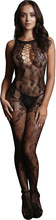 Le Désir: Bodystocking High Neck Lace Pattern, One Size