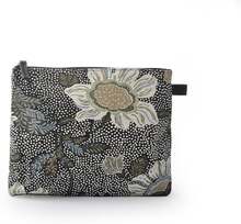 Ceannis Cosmetic Medium Flower Linen Black 23x19x6 cm