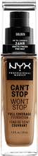 NYX Professional Makeup Can't Stop Won't Stop Foundation Golden - 30 ml