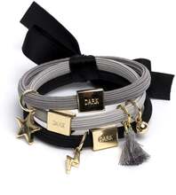 Dark Hair Ties 3 pk Charm Combo Black W/Gold