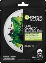 Garnier Pure Charcaol Black Algae Purifying & Hydrating Pore-Tightning Sheet Mask Black Algae - 28 g