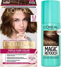 L'Oréal Paris Excellence Excellence 5.3 Golden Light Brown + Magic Retouch Roots 3 Brown