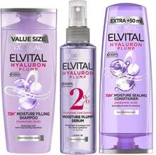 L'Oréal Paris Elvital Trio Leave-in Spray 150ml, Shampoo 400ml & Conditioner 300ml