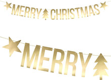 Merry Christmas Banderoll Guld